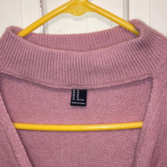 Forever 21 Dusty Pink Mauve Open Front Wrap Sweater Medium M - Picture 3 of 6
